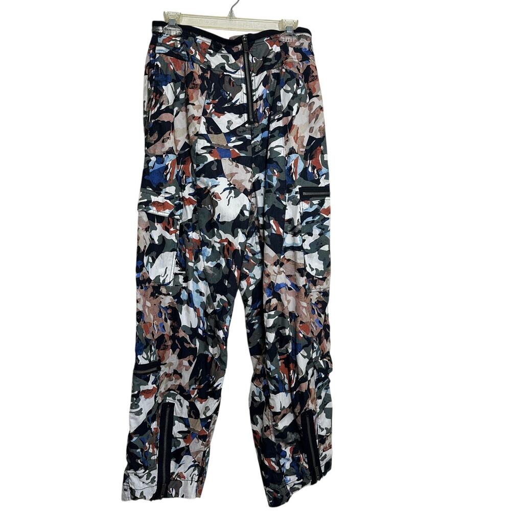 Free People Movement My Boo Cargo Pants M Abstract Camo Utility Zip Pocket - Picture 2 of 11